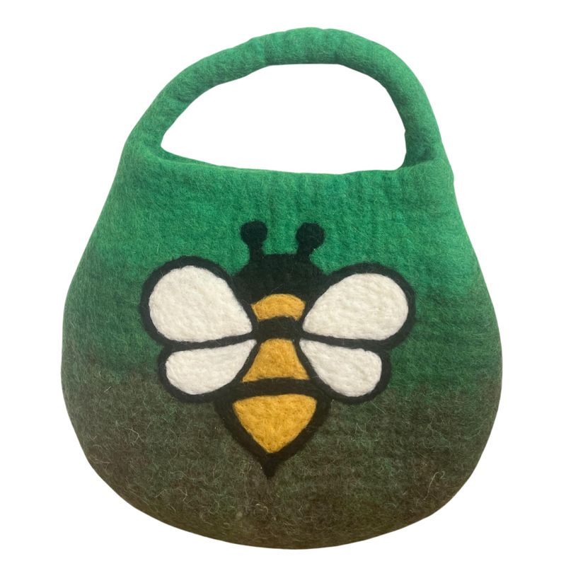 Sac Panier Abeille Feutre – Anse Fermoir Magnétique – Vert