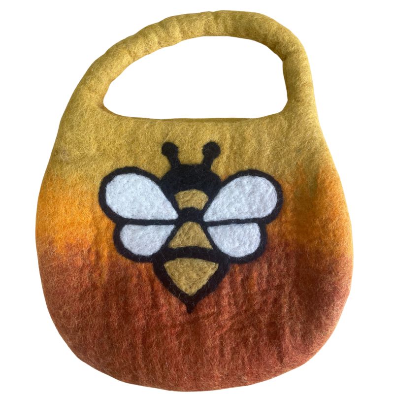 Sac Panier Abeille Feutre – Anse Fermoir Magnétique – Orange