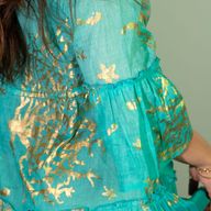 Nomad Sari - Robe Turquoise & Design Corail Doré