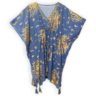 Nomad Sari  Caftan -  Bleu Mer & Corail Doré