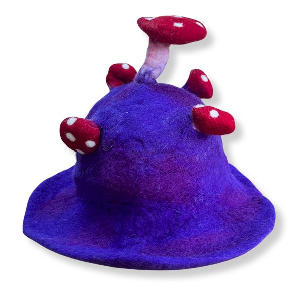 Chapeau Champignon en Feutre – Violet Profond