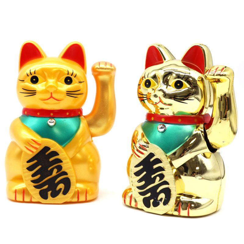 Chat Chinois Doré de Bonne Fortune - 15cm