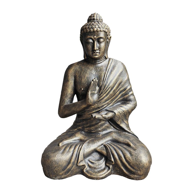 Grand Bouddha Antique en Or Méditant dans un Stupa - 1,5m