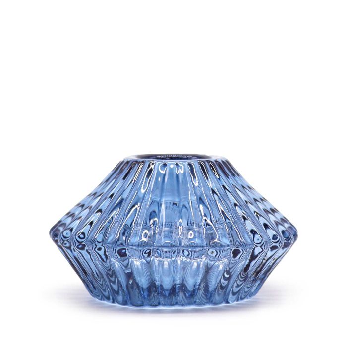 Porte-bougie réversible en forme de fleur - bleu