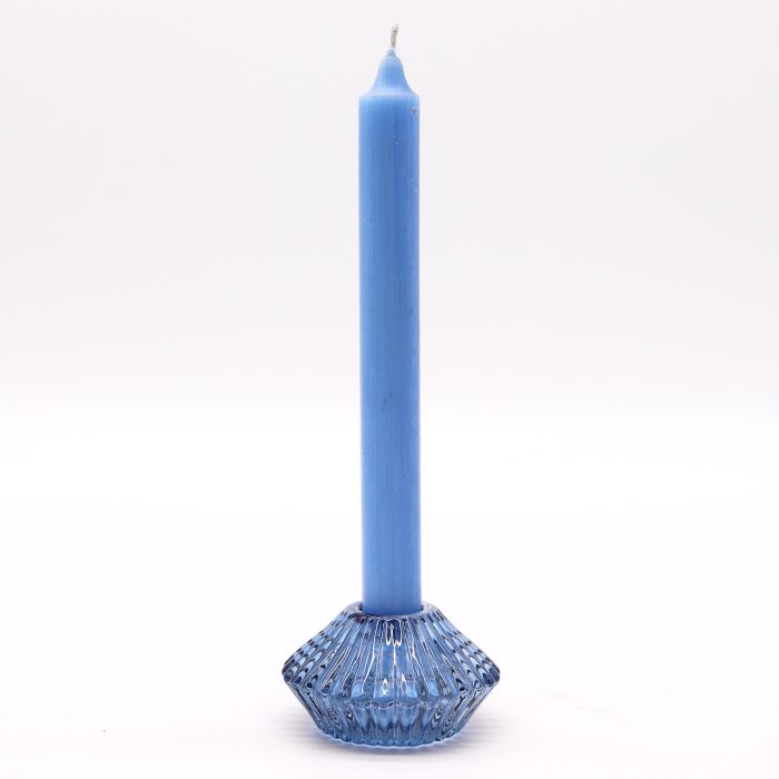 Porte-bougie réversible en forme de fleur - bleu