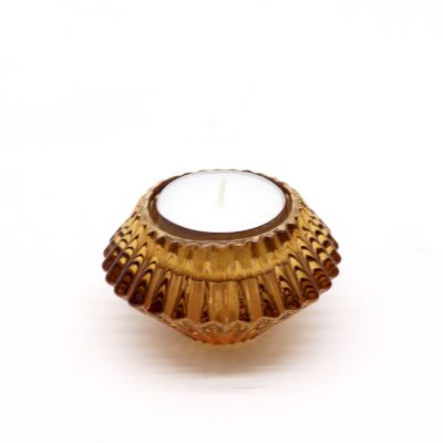 Porte-bougie réversible  en forme de fleur - ambre antique