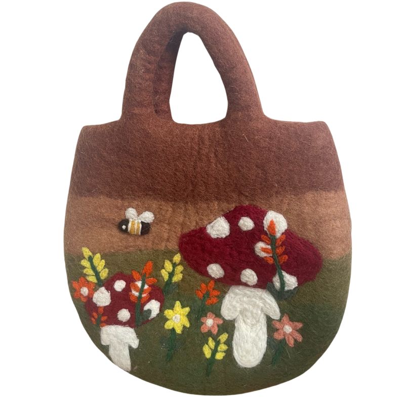Sac Panier en Feutre Jardin aux Champignon
