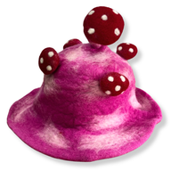 Chapeau Champignon en Feutre – Rose Fuchsia Électrique