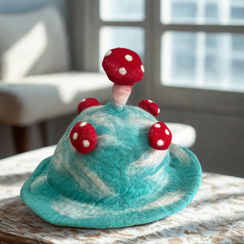 Chapeau Champignon en Feutre – Bleu Ciel Perdu