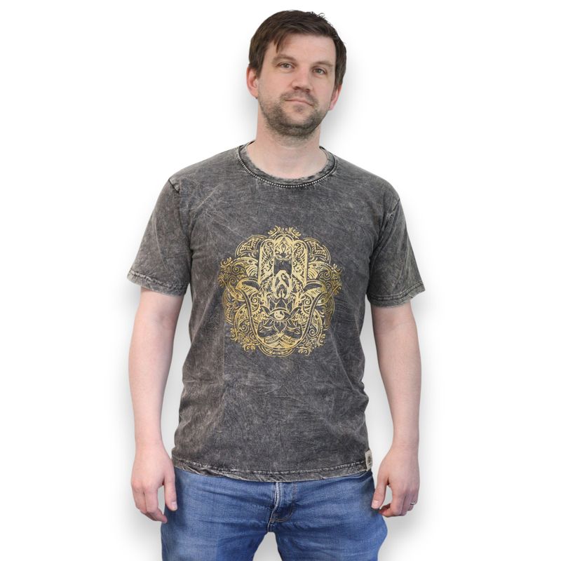 T-shirt Délavé - Hamsa - Gris Foncé (Medium)
