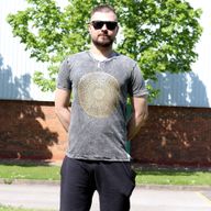 T-shirt Délavé - Mandala - Gris Foncé
