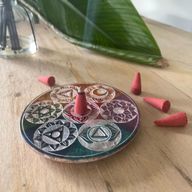 Porte-Encens Disque en Stéatite 10 cm - Sept Chakras