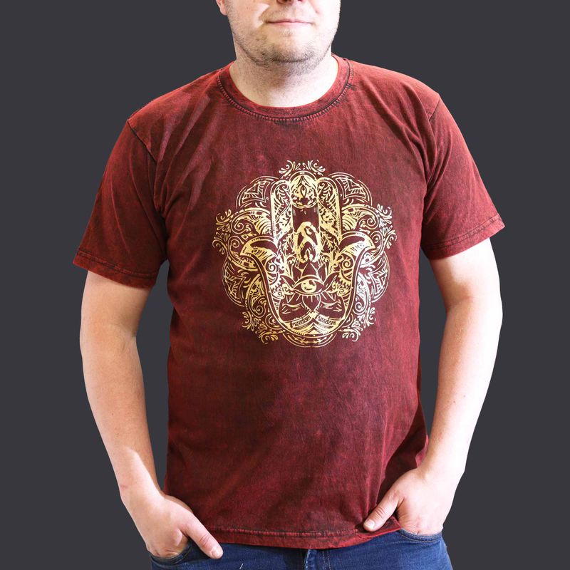 T-shirt Délavé - Hamsa - Bourgogne (XLarge)