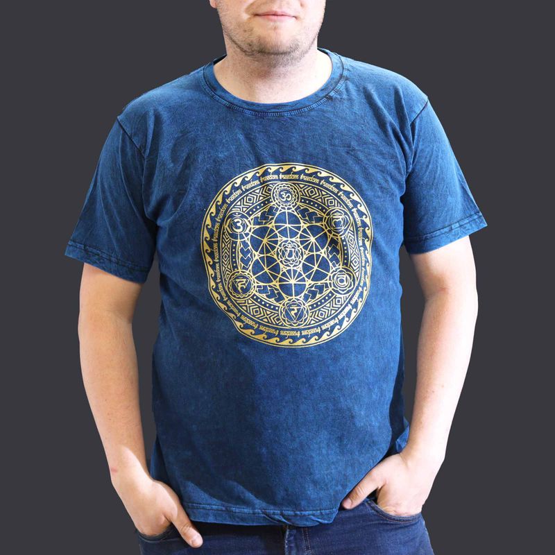 T-shirt Délavé - Chakra - Bleu (XLarge)