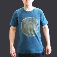 T-shirt Délavé - Mandala - Bleu