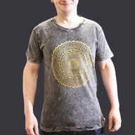 T-shirt Délavé - Mandala - Gris Foncé