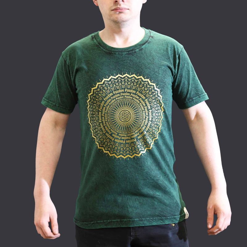 T-shirt Délavé - Mandala - Vert
