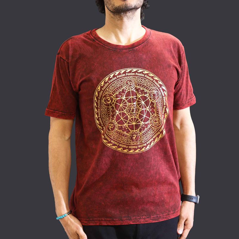 T-shirt Délavé - Chakra - Bourgogne (Medium)