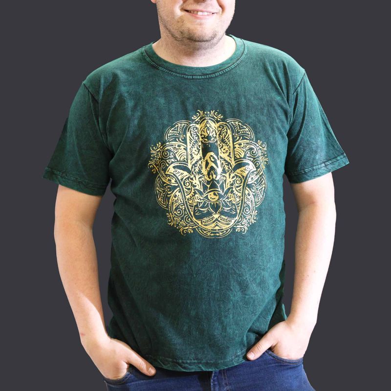 T-shirt Délavé - Hamsa - Vert (XLarge)