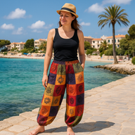 Nomad Sari - Pantalon Champignon -  imprimés au Bloc - Tons Orange - S- M
