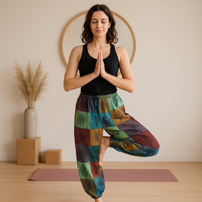 Nomad Sari - Pantalon Champignon -  imprimés au Bloc - Tons Verts
