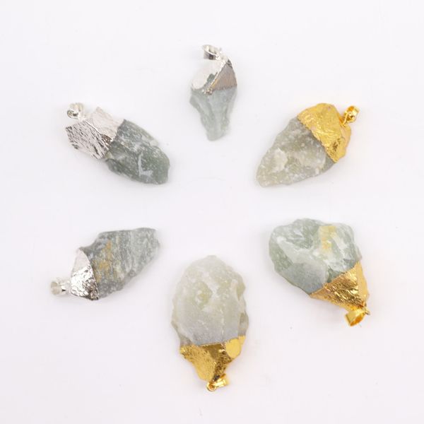 Pendentifs en Gemme Jade Indien plaqués or et argent (6 assortis)