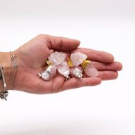 Pendentifs en Gemme Quartz Rose plaqués or et argent (6 assortis)