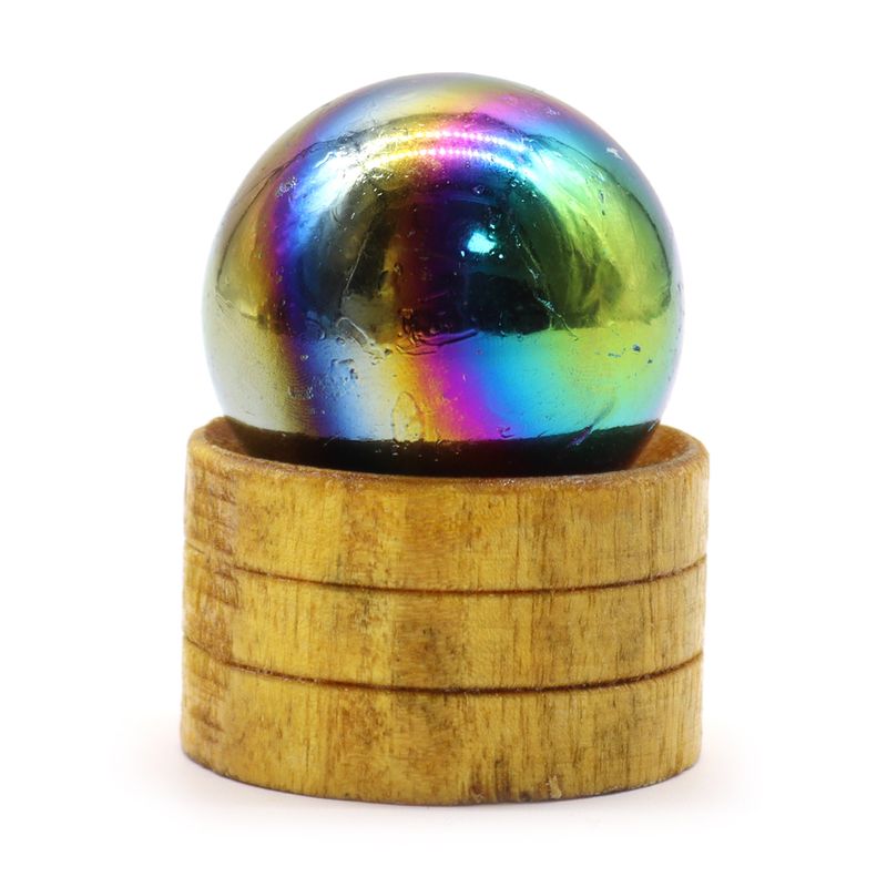 Sphère en cristal de gemme 40 mm - Aura d'améthyste avec support