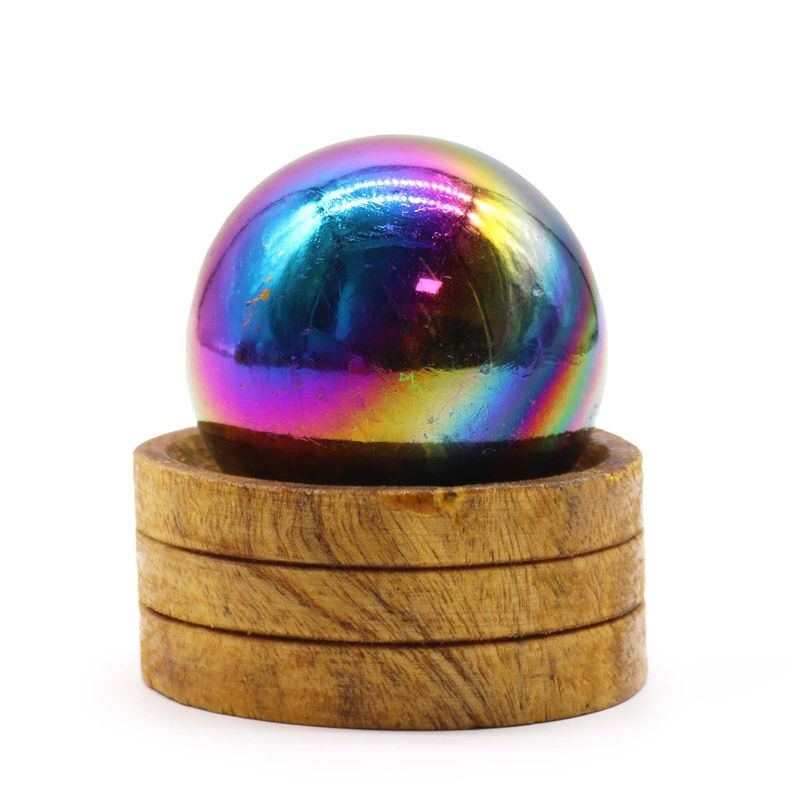 Sphère en cristal de gemme 50 mm - Aura d'améthyste avec support