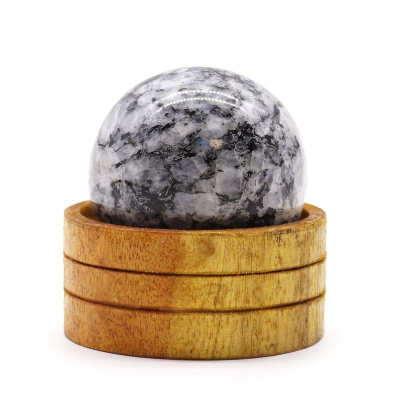 Sphère en cristal de gemme 50 mm - Pierre de lune indienne avec support