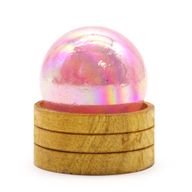 Sphère en cristal de gemme 50 mm - Aura de titane quartz rose avec support