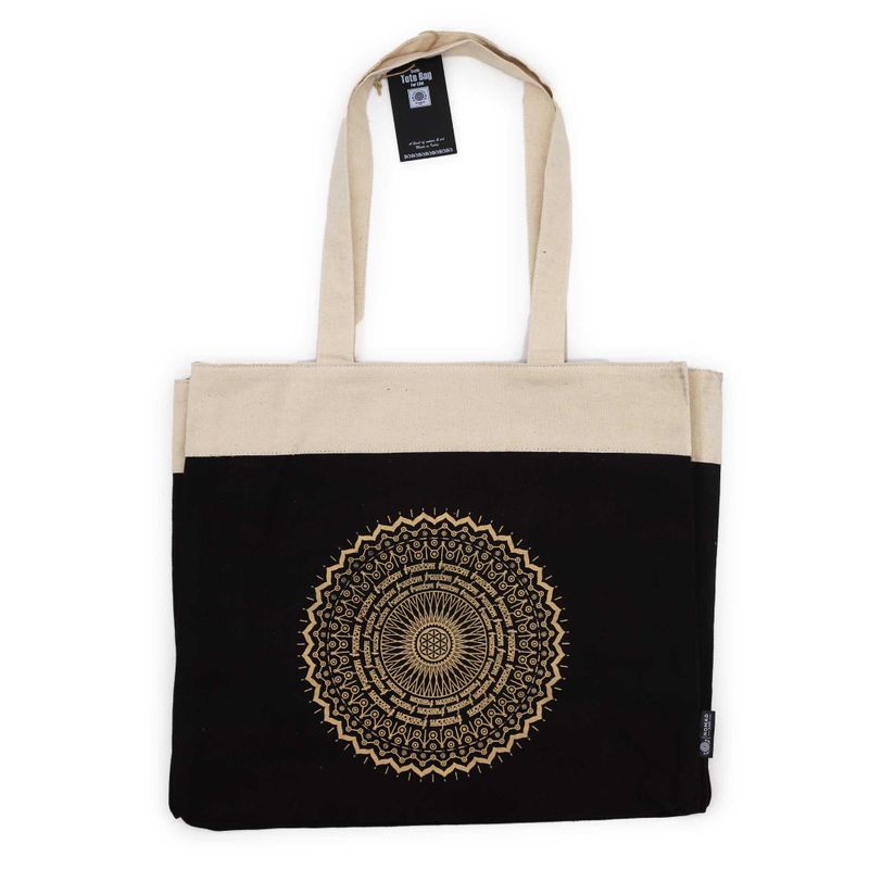 Grand sac cabas délavé chocolat – Mandala Liberté