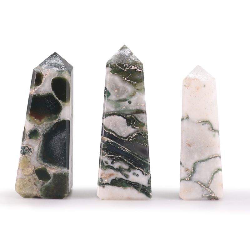 Pointes Obélisques en Gemme env. 5 cm – Agate Mousse