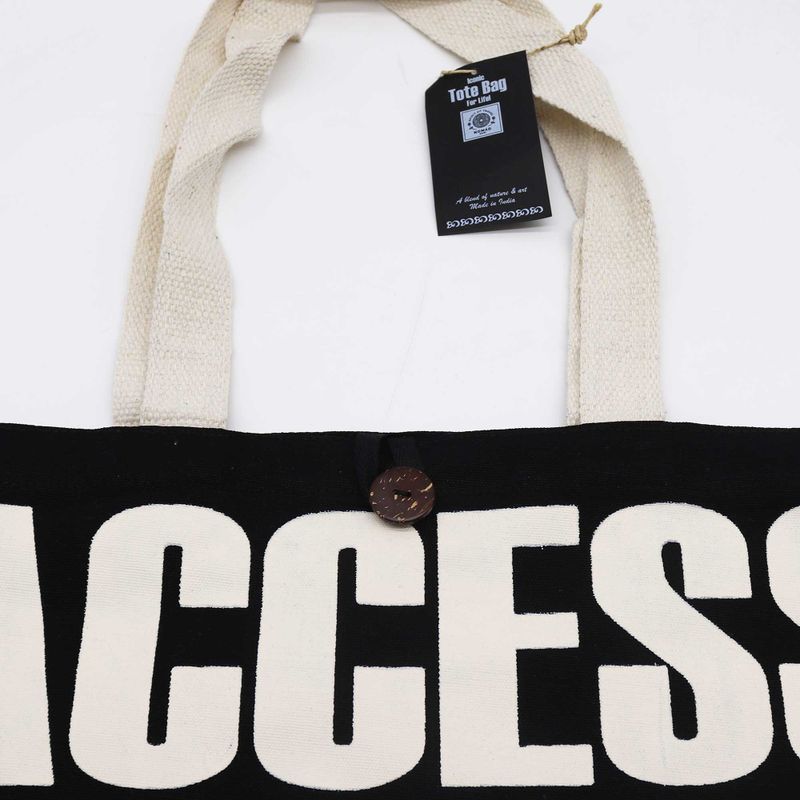 Sac en tissu Iconic Tote Bag - ACCÈS TOUTES ZONES - Noir coton naturel