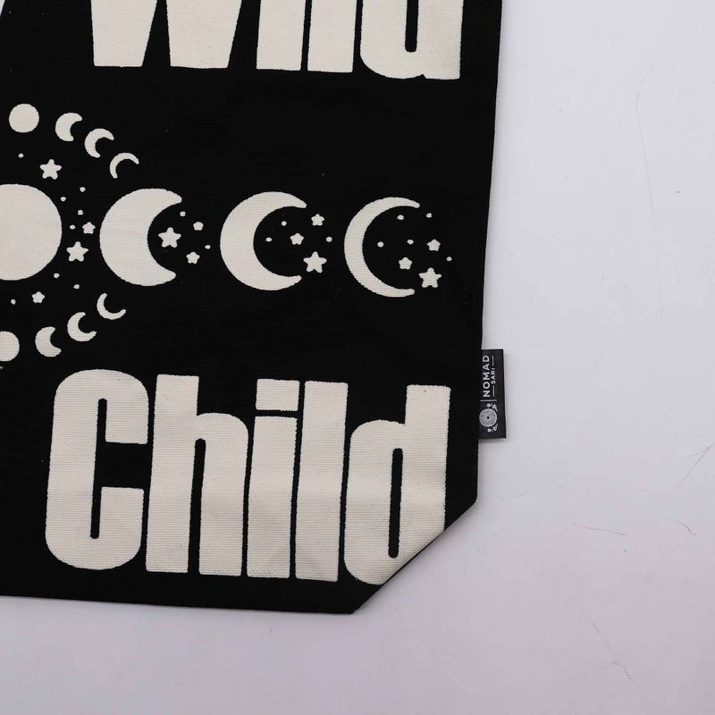 Sac en tissu Iconic Tote Bag - Reste Sauvage, Enfant de la Lune - Noir coton naturel