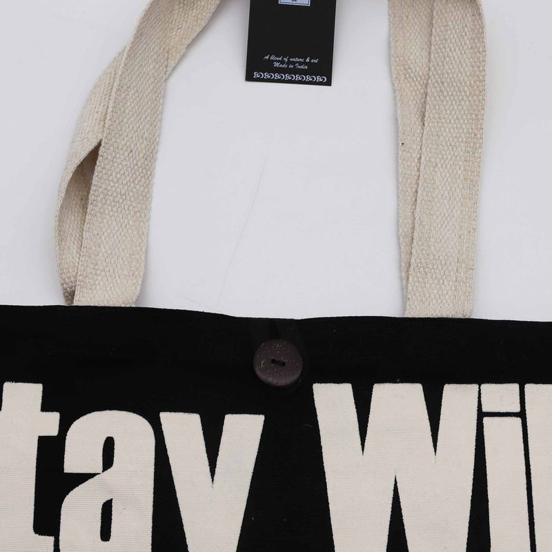 Sac en tissu Iconic Tote Bag - Reste Sauvage, Enfant de la Lune - Noir coton naturel