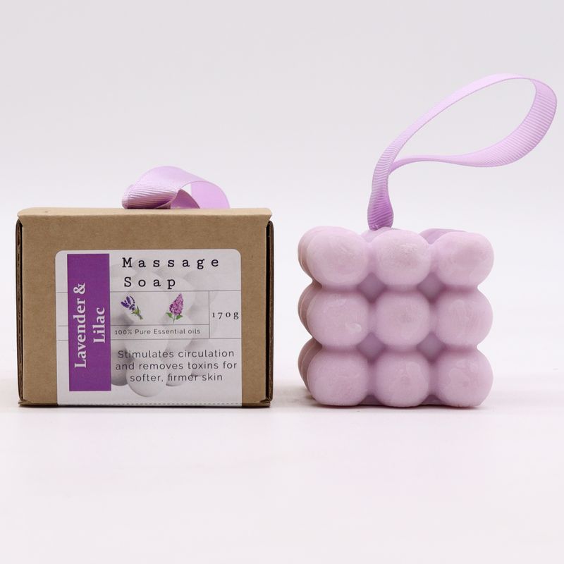 Savon de Massage à l'unité emballé dans une boîte - Lavande et Lilas