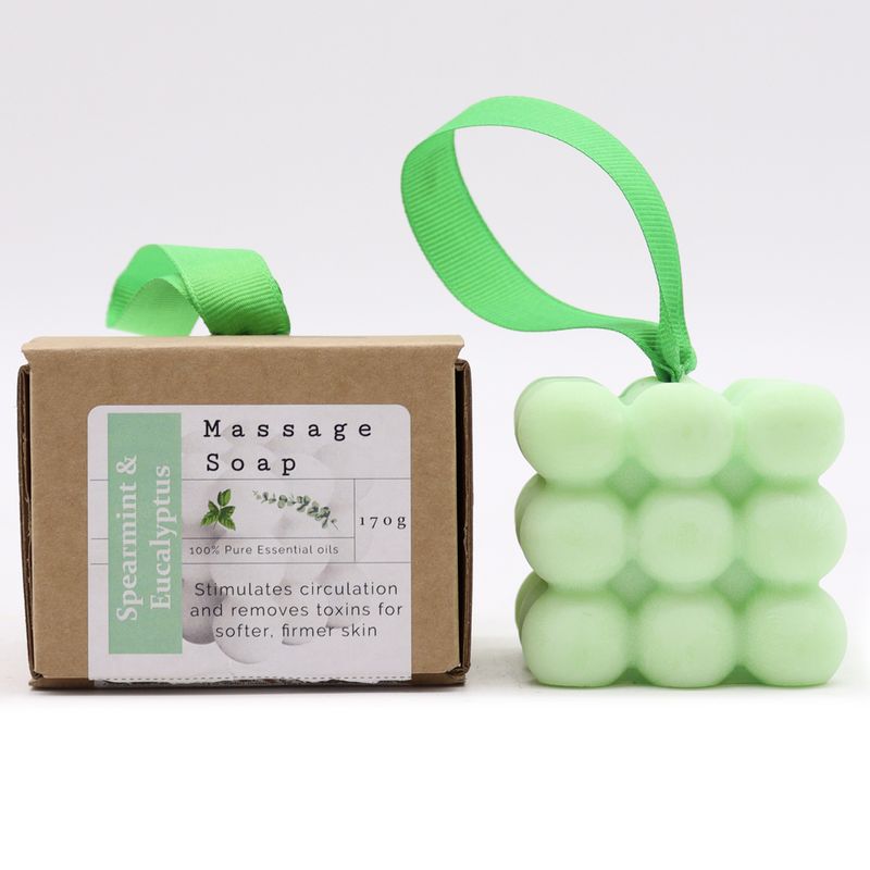 Savon de Massage à l'unité emballé dans une boîte - Menthe Verte & Eucalyptus