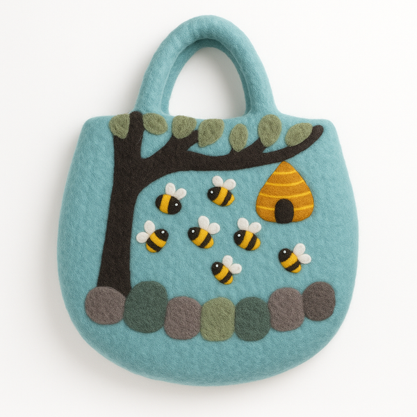 Sac Panier en Feutre Arbre et Ruche