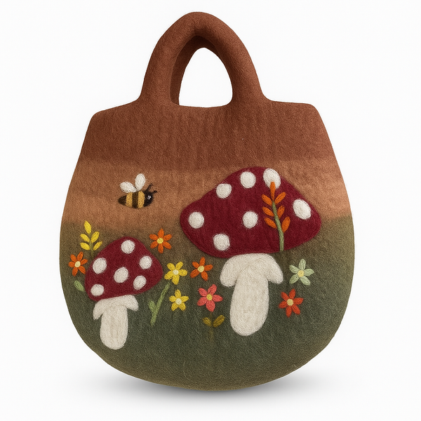 Sac Panier en Feutre Jardin aux Champignon