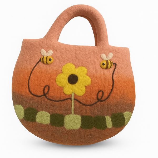 Sac Panier en Feutre Tournesol & Abeilles