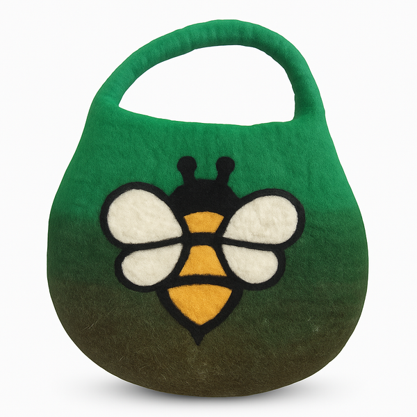 Sac Panier Abeille Feutre – Anse Fermoir Magnétique – Vert