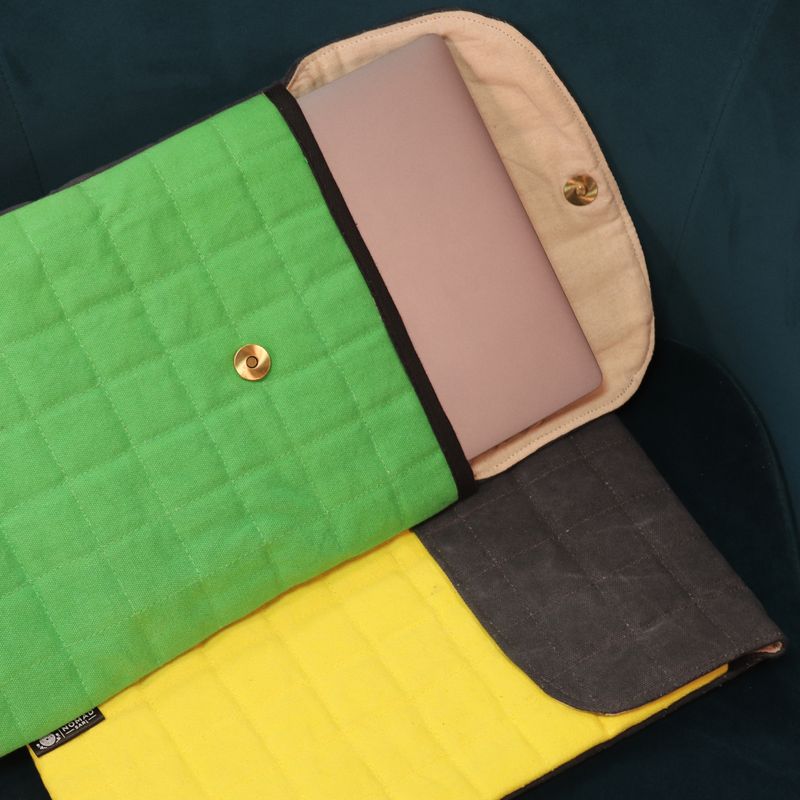 Pochette en toile rembourrée ordinateur portable– Vert