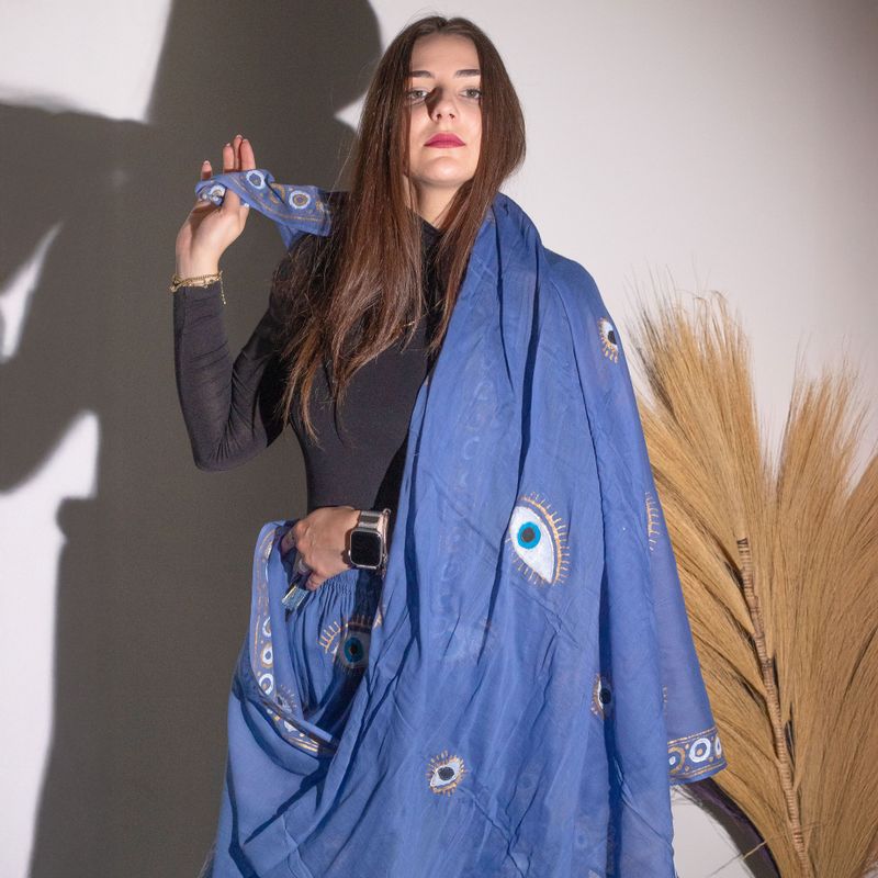 Nomad Sari  Paréo - Bleu Mer & Poissons Dorés