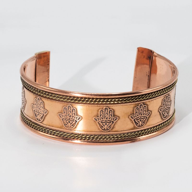 Bracelets larges cuivre avec décor laiton (assortiment varié)