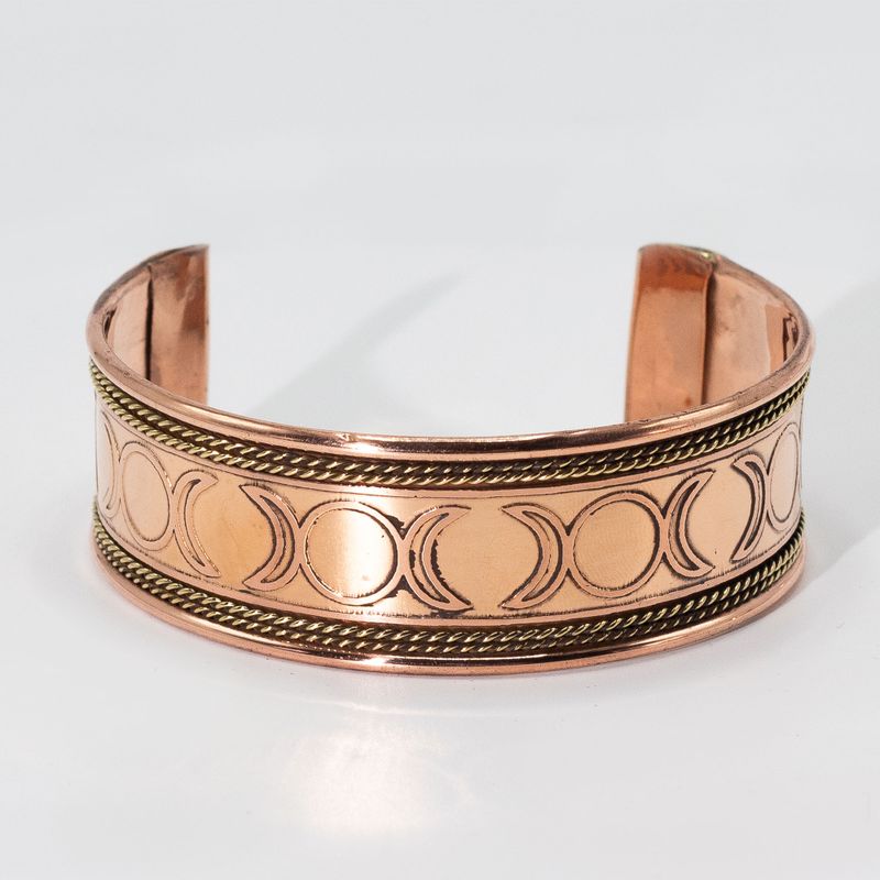Bracelets larges cuivre avec décor laiton (assortiment varié)