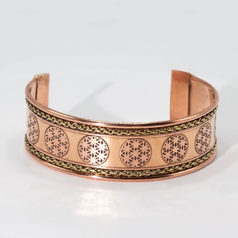 Bracelets larges cuivre avec décor laiton (assortiment varié)