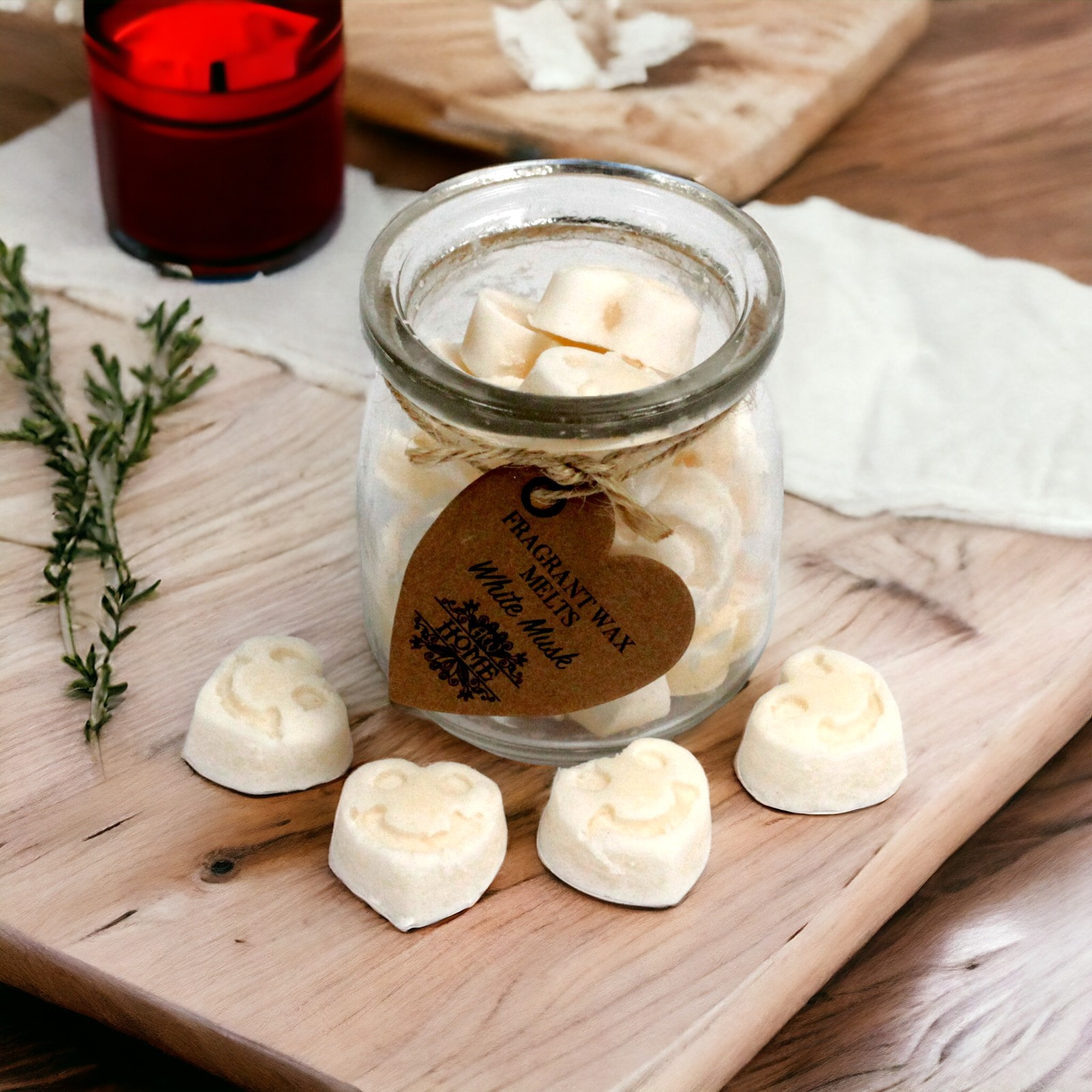 Bocaux de coeurs fondant en cire de soja
