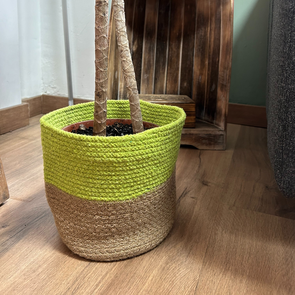Paniers en coton et jute