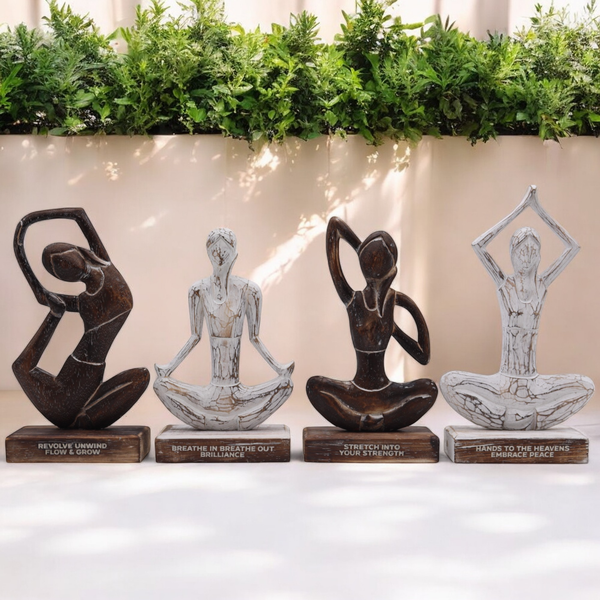 Statues de yoga en bois